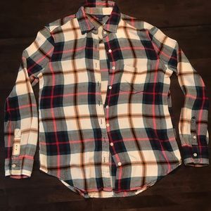Button up pattern flannel with collar